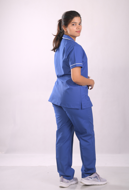 Ksvi Nurse Uniform L Collar Shirt & Pant ( Royal Blue )