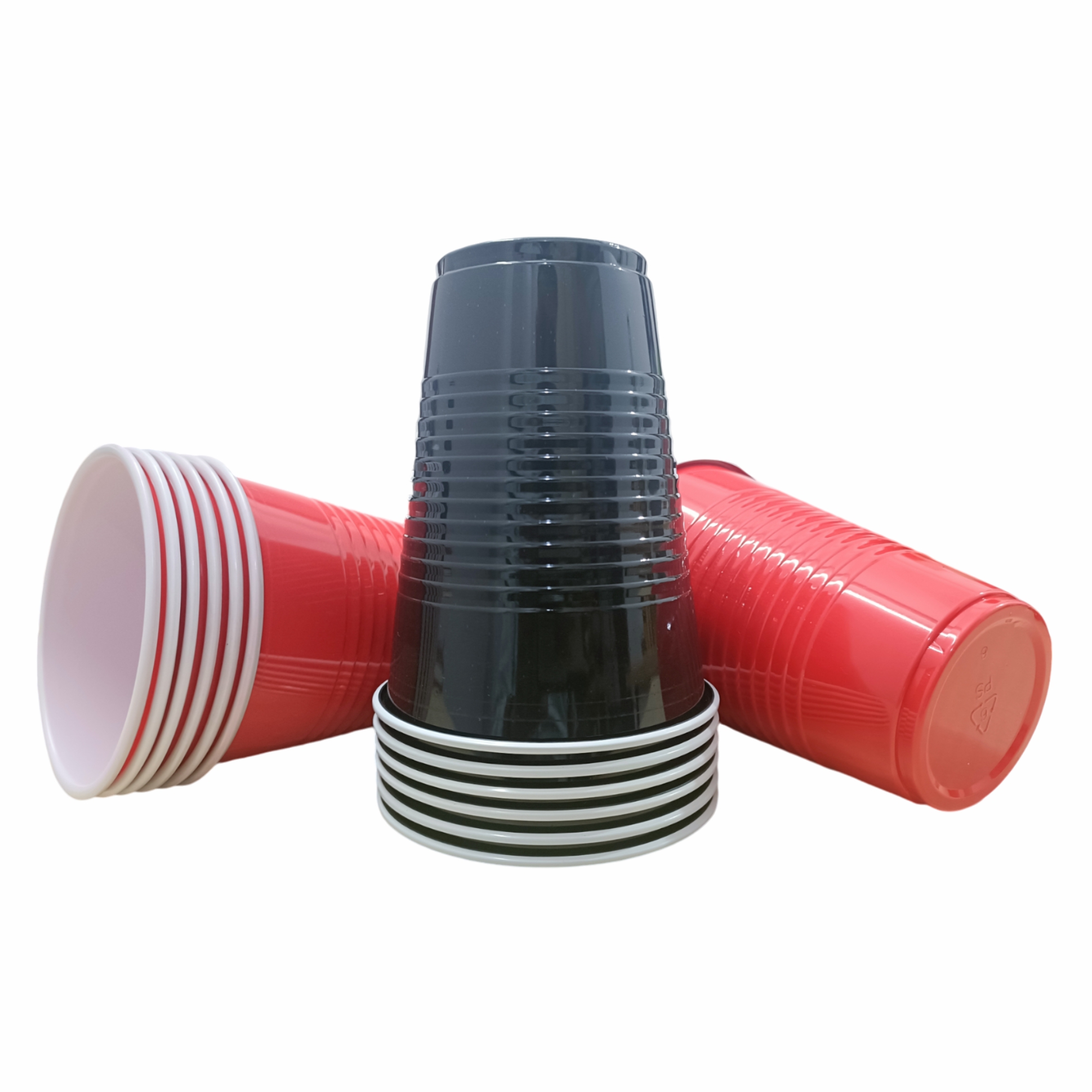 Red & Black Combo Set of 20- Beer Pong Glasses| 450ml | Reusable Red & Black Drinking Cups for Parties Bachelor Wedding New Year & Celebrations - 10 Pcs Each Color