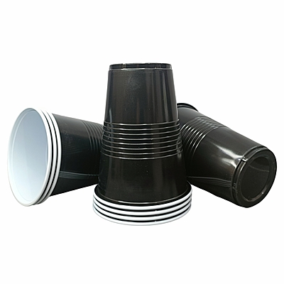 Set of 20 Combo Pack Glasses | Black Large & Shots Glasses | Beer Pong | Drinking Glass | Reusable Drinking Glass for New Year Bachelor Retirement Wedding Parties And Games | Each Size Of -10pcs