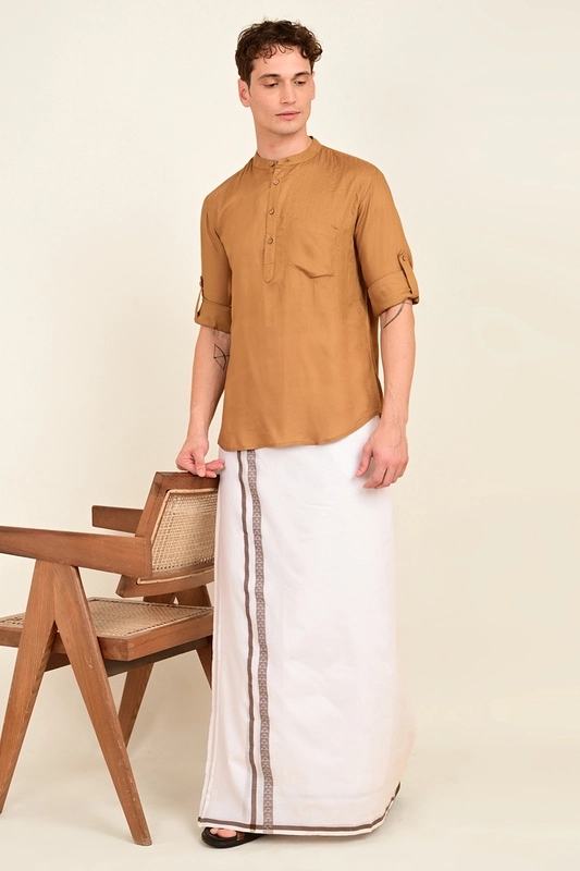 Men's Embroidered Short Kurta