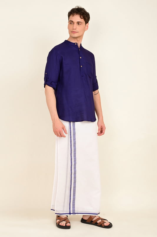 Men's Embroidered Short Kurta