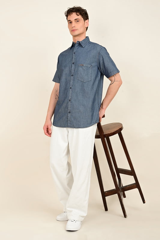 Men's Half Sleeve Chambray Shirt