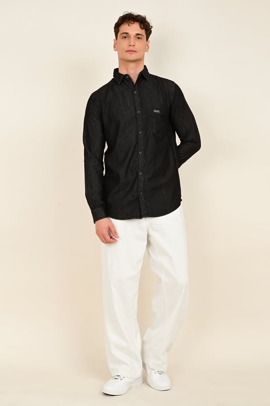 Men's Full Sleeve Chambray Shirt - Gray