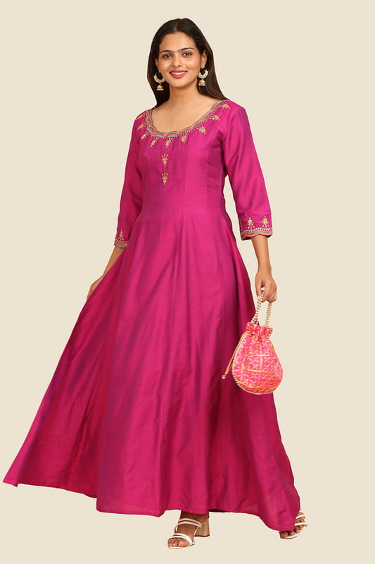 Women Embroidered Ethnic Anarkali Dress