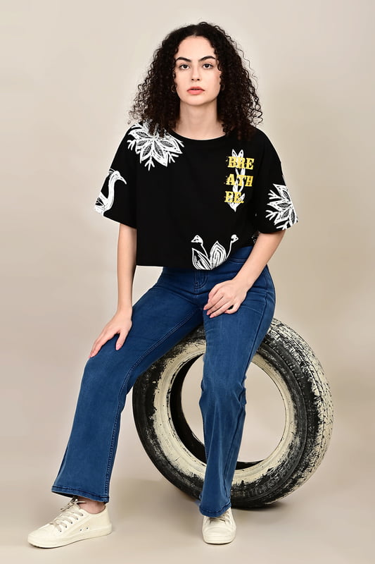 Women's  Forest Script Crop Top