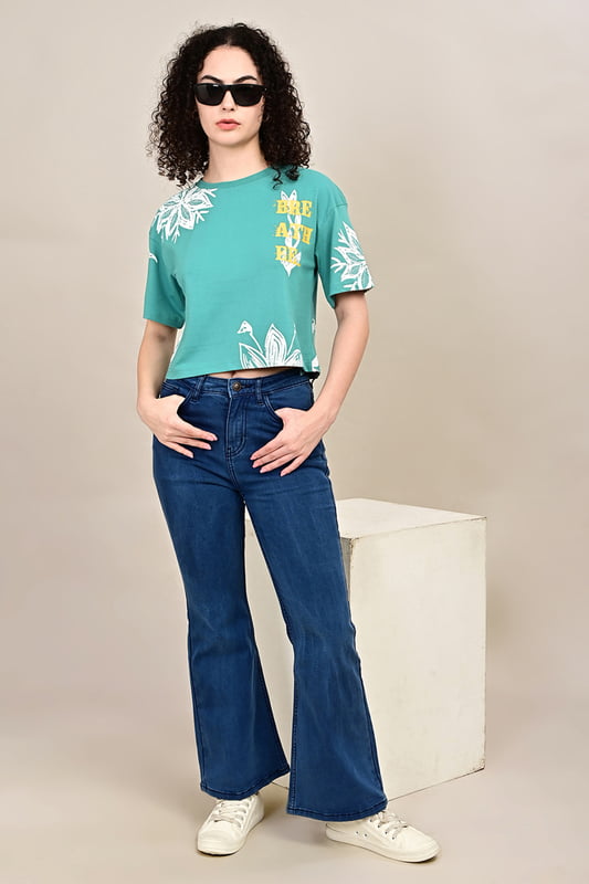 Women's  Forest Script Crop Top