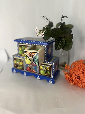 Charming Blue Pottery Jewelry Box - Where Beauty Meets Organization