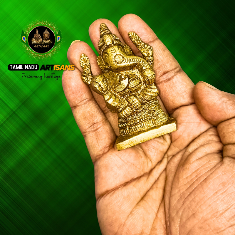 Pure Brass Vinayagar Flat Base – 205 g | 100% Pure Brass | 205 g | Hand Crafted by Tamil Nadu Artisans, stable flat base | Ideal for daily pooja & vastu placement