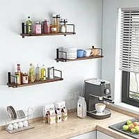 Wooden Wall Shelf for Books | Wall Mounted Bookshelf for Living Room & Bedroom | Floating Wall Bookshelf | Book Shelf Wooden Wall Mounted | Decorative Wall Shelf Rack (Brown, 20X6X6, 3)