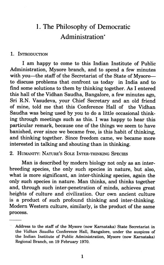 Democratic Administration In the Light of Practical Vedanta