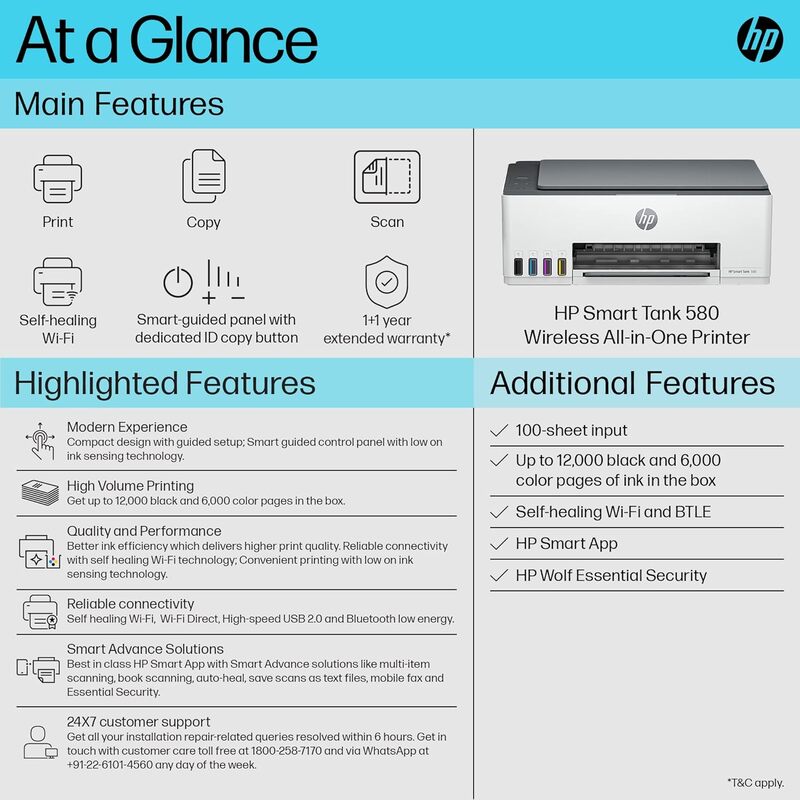 HP SMART TANK 580 ALL IN ONE PRINTER