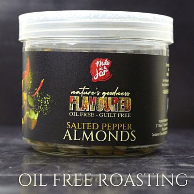 Oil Free Flavoured Salted Pepper Peaks Almonds 250 Grams Oil Free Flavoured Salted Pepper Peaks Almonds 250 Grams