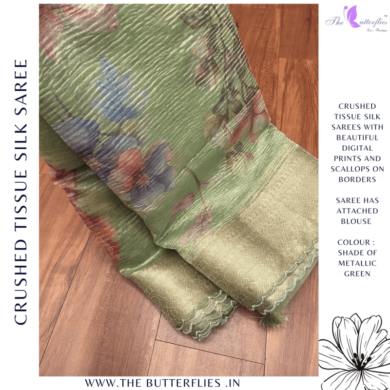 CRUSHED TISSUE SILK SAREE  DVFSTES23769