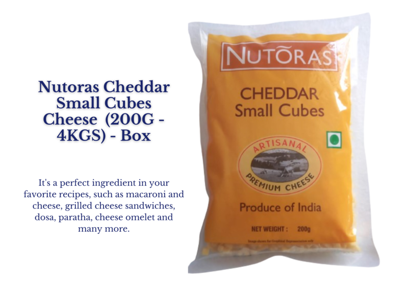 Nutoras Cheddar Cheese Small Cubes (200g - 4KG) Nutoras Cheddar Cheese Small Cubes (200g - 4KG)