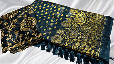 Marble Designer Foil Work Saree - Blueish Green Marble Designer Foil Work Saree - Blueish Green