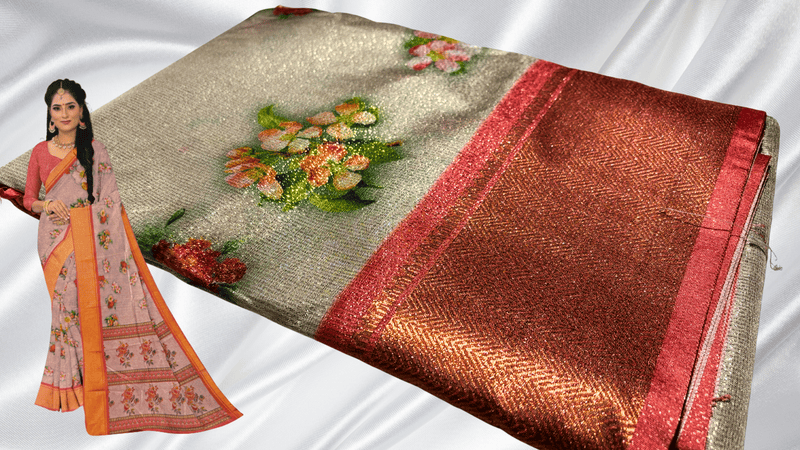 Morni Digital Vaira Oosi Saree - Saffron