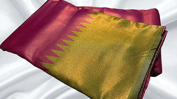 Butter Tissue Temple Design Saree - Magenta Pink