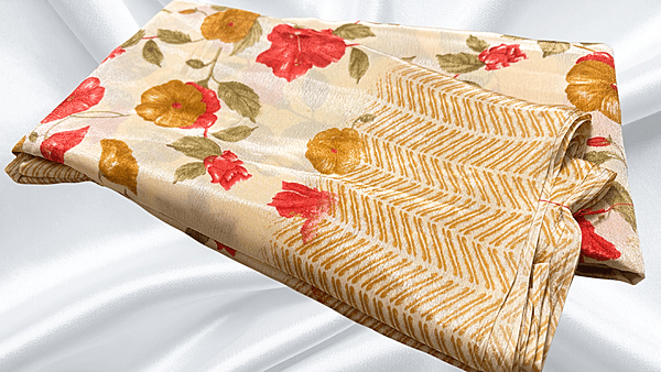 Turkey Silk Floral Saree - Cream