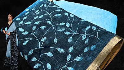 Sindoor Linen Cotton Doubly Saree - Turquoise