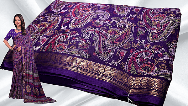 Aariv Binny Silk Small Jari Saree - Purple