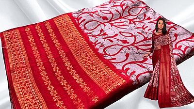 Premium Silk Manga Saree - Red