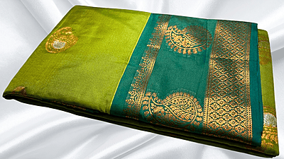 Vamika Dual Shade Silk Saree - Leaf Green