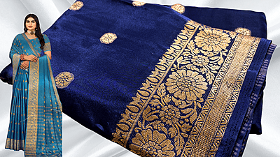 Mysore Soft Butter Silk Saree - Dark Blue
