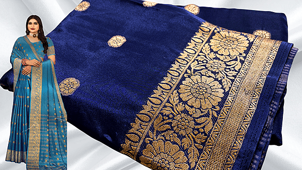 Mysore Soft Butter Silk Saree - Dark Blue
