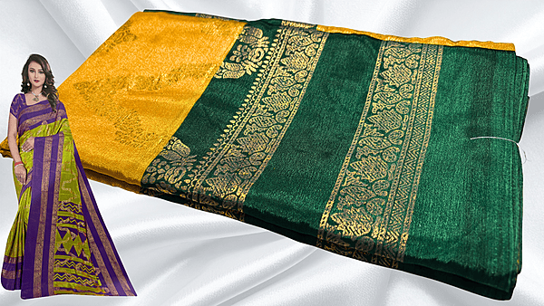 Mulberry Nechlace Gold Foil Saree - Mango & Pine