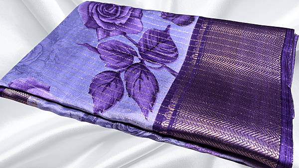 Dola Rico Jari Leaf Floral Saree - Lavendar