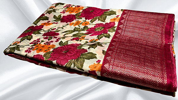 Dola Digital Jari Floral Saree - Maroon