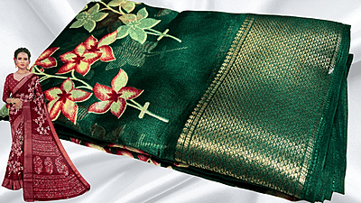 Manvi Fancy Silk Saree - Bottle Green
