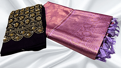 Sujatha Aari Work Blouse Silk Saree - Lavendar Sujatha Aari Work Blouse Silk Saree - Lavendar