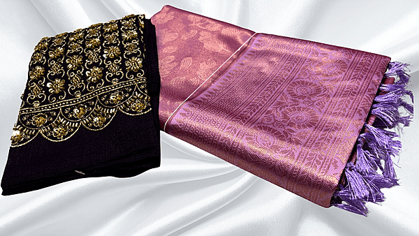 Sujatha Aari Work Blouse Silk Saree - Lavendar