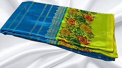 All The Best Gold Foil Saree - Aqua All The Best Gold Foil Saree - Aqua