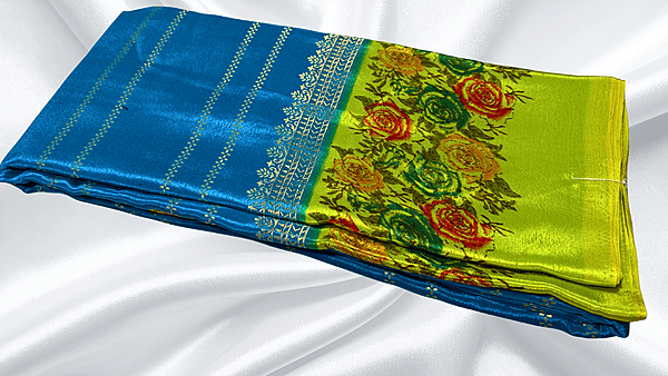 All The Best Gold Foil Saree - Aqua