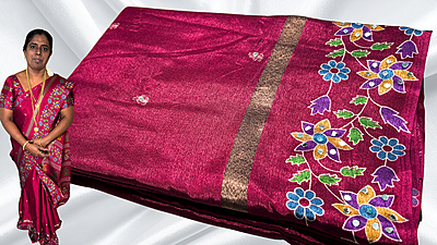 Mirror Beauty Binny Silk Saree - Red Pink Mirror Beauty Binny Silk Saree - Red Pink