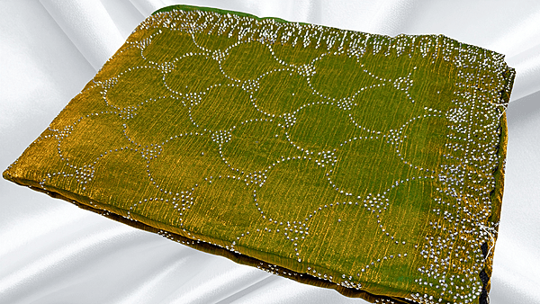 Classic Choice Space Silk Stone Work Saree - Yellow Green