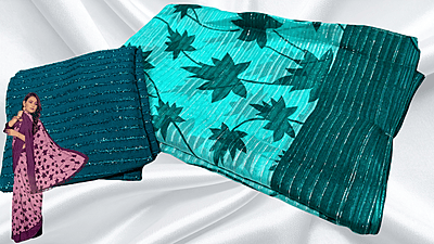 Mrudangi Soft Line Saree - Turquoise Green Mrudangi Soft Line Saree - Turquoise Green
