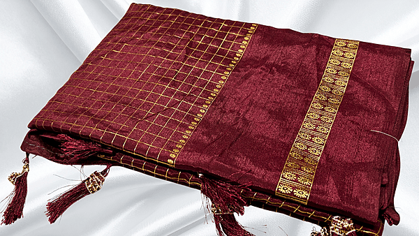 Premaloka Fancy Mysore Check Saree - Maroon
