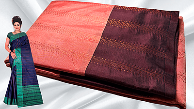Aarni Pattu Line Jari Saree - Peach & Brown Aarni Pattu Line Jari Saree - Peach & Brown