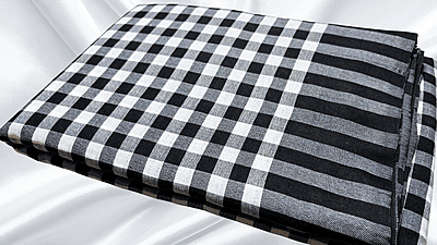 Jyotsna Soft Checks Cotton Saree - White & Black