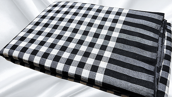 Jyotsna Soft Checks Cotton Saree - White & Black