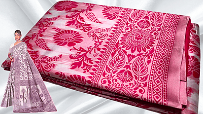 Sada Special White Thread Work Saree - Rani Pink Sada Special White Thread Work Saree - Rani Pink