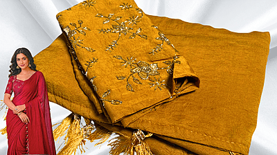 Vanshika Crush Fancy Designer Saree - Mustard Vanshika Crush Fancy Designer Saree - Mustard