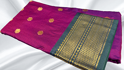 Gold Kanchi Semi Silk Saree - Purple Gold Kanchi Semi Silk Saree - Purple