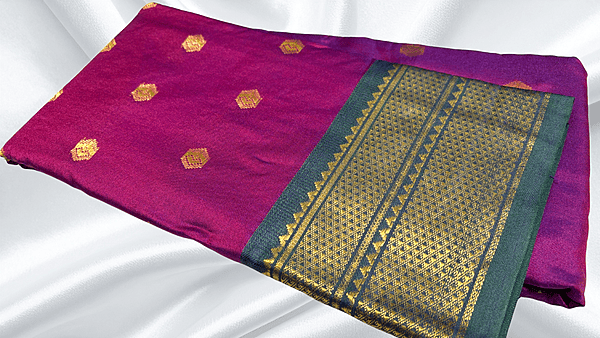 Gold Kanchi Semi Silk Saree - Purple