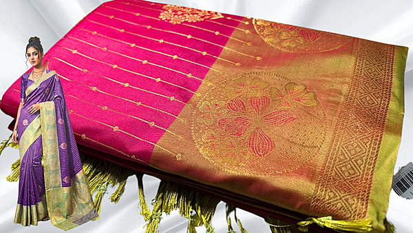 Florida Function Wear Silk Saree - Rani Pink & Gold