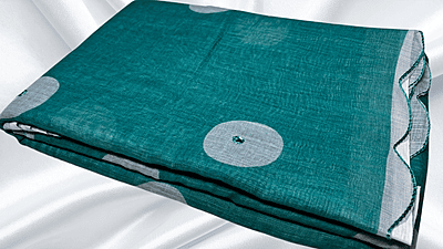 Linen Magic Kalamkari Design Saree - Green Blue