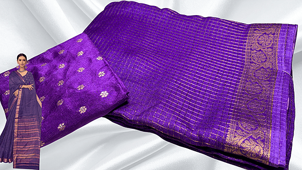 Saisha Binny Silk Check Saree - Purple